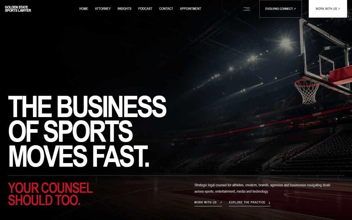 Golden State Sports Lawyer website template screenshot